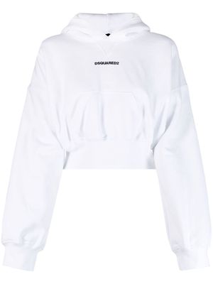 Dsquared2 logo-print attached-cap hoodie - White