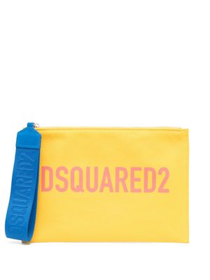 Dsquared2 logo-print clutch bag - Yellow