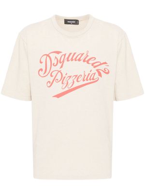 Dsquared2 logo-print cotton-blend T-shirt - Neutrals