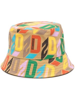 Dsquared2 logo-print cotton bucket hat - Neutrals