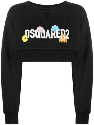 Dsquared2 logo-print cropped sweartshirt - Black