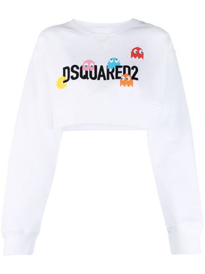 Dsquared2 logo-print cropped sweartshirt - White