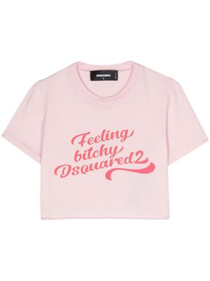 Dsquared2 logo-print cropped T-shirt - Pink