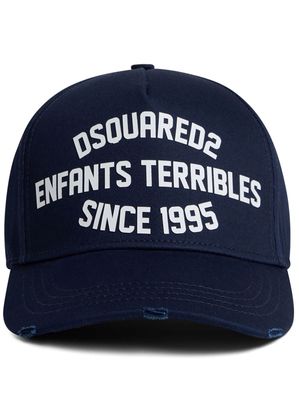 Dsquared2 logo-print distressed baseball cap - Blue