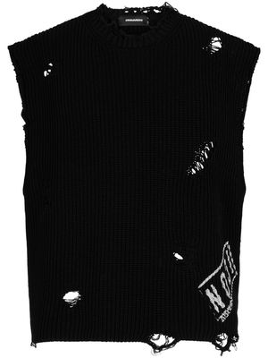 Dsquared2 logo-print distressed knitted vest - Black