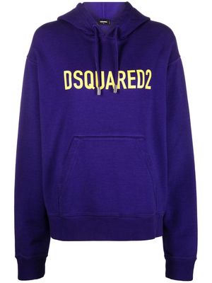 DSQUARED2 logo-print drawstring hoodie - Purple