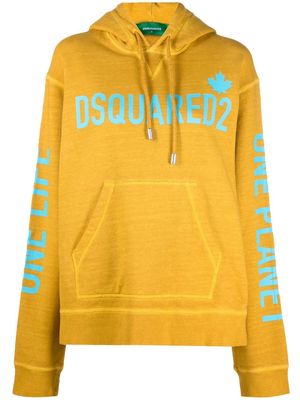 Dsquared2 logo-print drawstring hoodie - Yellow