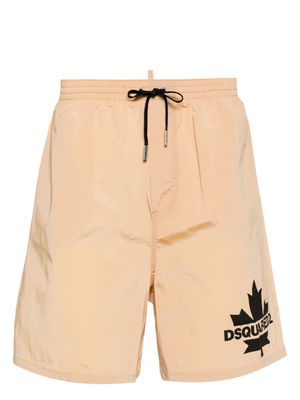 Dsquared2 logo-print drawstring swim shorts - Brown