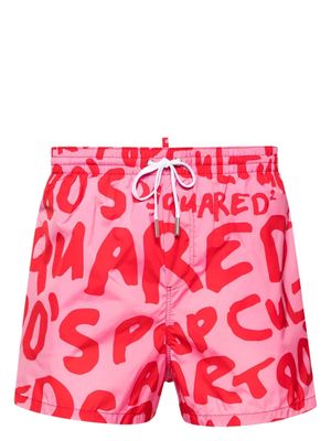 Dsquared2 logo-print drawstring swim shorts - Pink