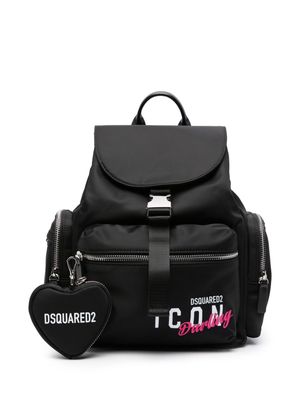 Dsquared2 logo-print gabardine-weave backpack - Black