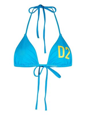 Dsquared2 logo-print halterneck bikini top - Blue