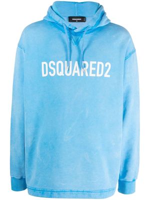 Dsquared2 logo-print jersey-fleece hoodie - Blue
