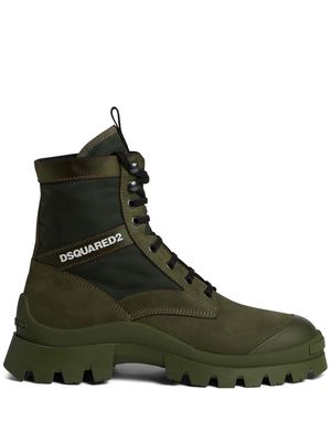 Dsquared2 logo-print leather boots - Green