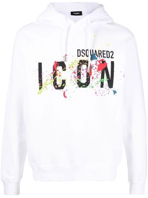 Dsquared2 logo-print long-sleeve hoodie - White