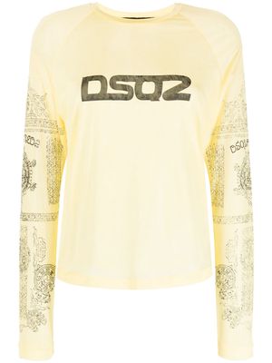 Dsquared2 logo-print long-sleeve top - Yellow
