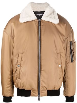 DSQUARED2 logo-print padded bomber jacket - Neutrals
