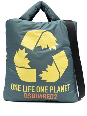 Dsquared2 logo-print padded tote bag - Green
