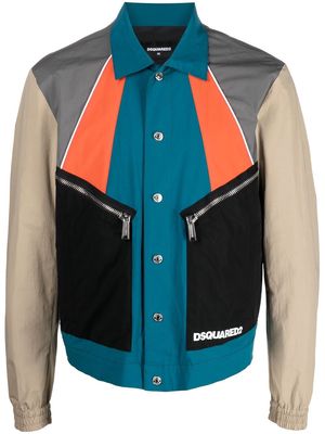 Dsquared2 logo-print shirt jacket - Blue