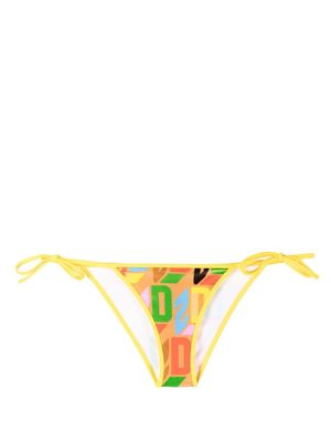 Dsquared2 logo-print side-tie bikini bottoms - Neutrals