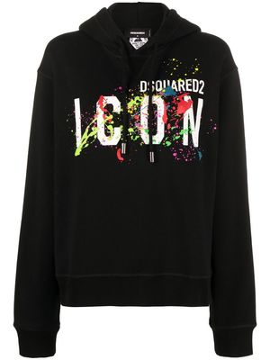 Dsquared2 logo-print splatter hoodie - Black