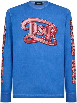 Dsquared2 logo-print stonewashed cotton T-shirt - Blue