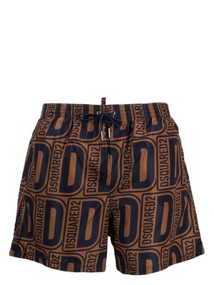 Dsquared2 logo print swim shorts - Brown