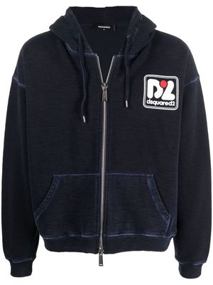 Dsquared2 logo-print zip-up hoodie - Blue