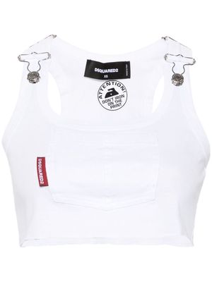 Dsquared2 logo-tag cropped tank top - White