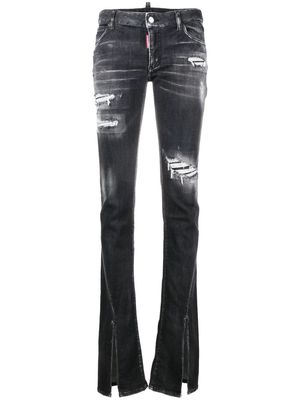 Dsquared2 logo-tag distressed flared jeans - Black