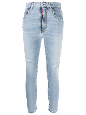 Dsquared2 logo-tag distressed skinny jeans - Blue