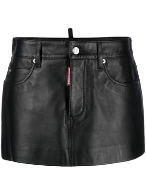 Dsquared2 logo-tag leather miniskirt - Black