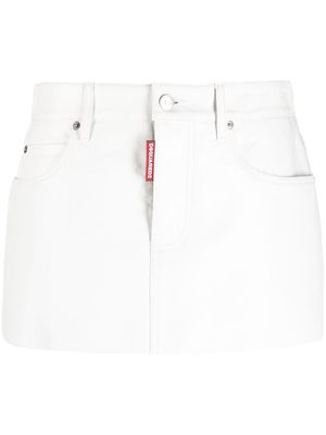 Dsquared2 logo-tag leather miniskirt - White