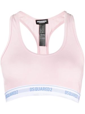 Dsquared2 logo-underband cotton performance top - Pink