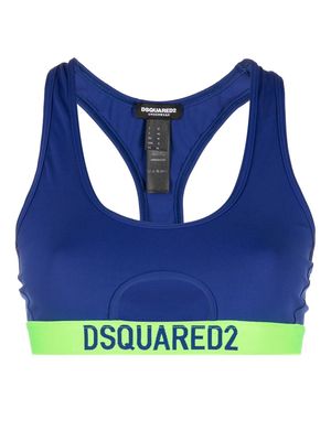Dsquared2 logo-underband sports crop top - Blue