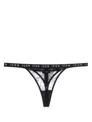 Dsquared2 logo-waist lace thong - Black