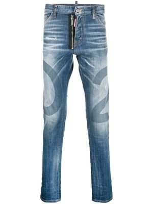 Dsquared2 logo-wash distressed skinny jeans - Blue