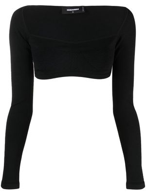 Dsquared2 long-sleeve knitted crop top - Black