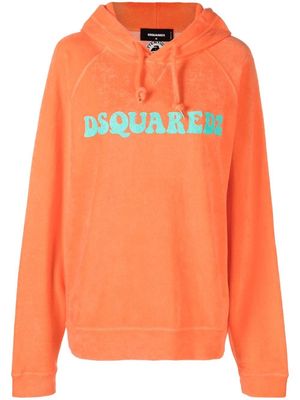 Dsquared2 long-sleeve logo-print hoodie - Orange