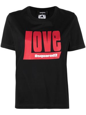 Dsquared2 love print cotton T-shirt - Black