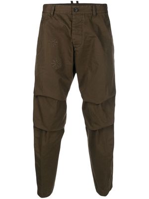 Dsquared2 maple leaf-motif tapered trousers - Green
