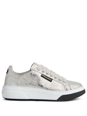 Dsquared2 metallic-finish lace-up sneakers - Silver