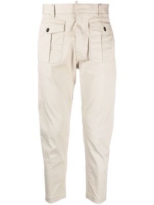 Dsquared2 mid-rise cotton tapered trousers - Neutrals