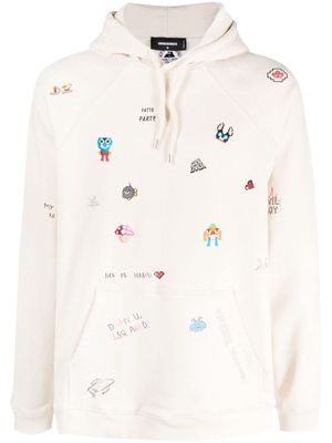 Dsquared2 motif-embellished stretch-cotton hoodie - Neutrals