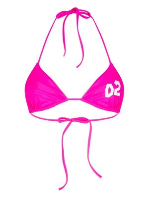 Dsquared2 number-print triangle bikini top - Pink