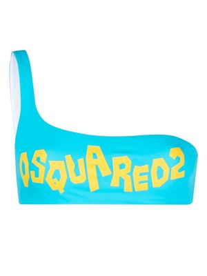 Dsquared2 one-shoulder logo-print bikini top - Blue