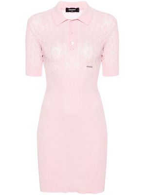 Dsquared2 open-knit polo-collar dress - Pink