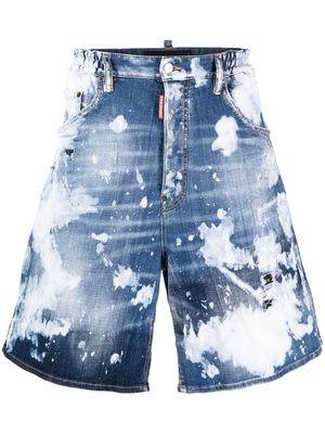 Dsquared2 paint-splatter denim shorts - Blue