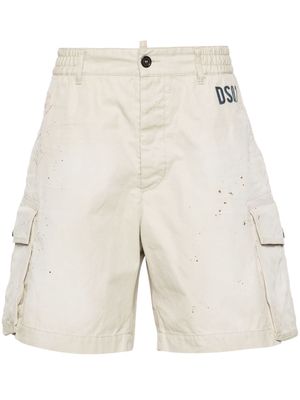 Dsquared2 paint splatter-detail cargo shorts - Neutrals