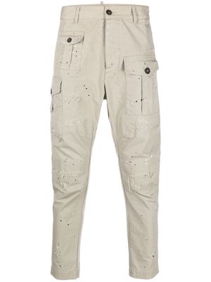 Dsquared2 paint splatter-print cargo trousers - Neutrals