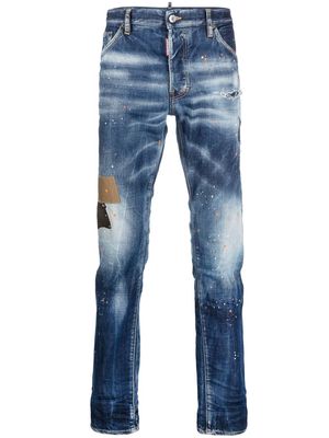 Dsquared2 paint splatter slim-cut jeans - 470 BLUE